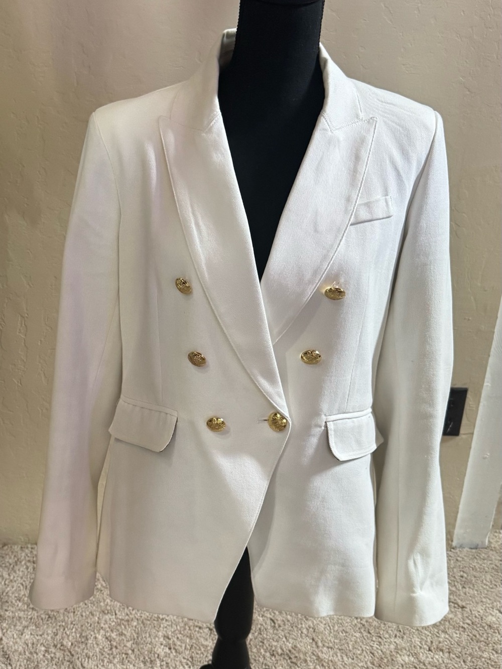 Women's White Double-Breasted Blazer with Gold Buttons …No bundles